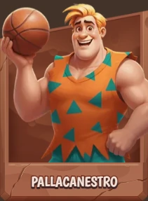 Personaggio cartoon con palla da basket