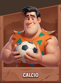 Personaggio cartoon con pallone da calcio