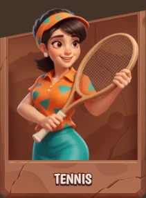 Personaggio cartoon con racchetta da tennis