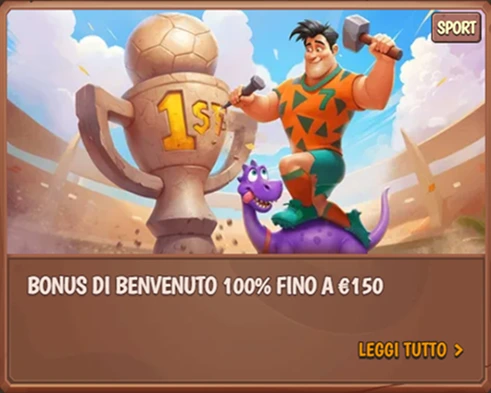 Bonus scommesse sportive 100% fino a €150 con trofeo e cartoon