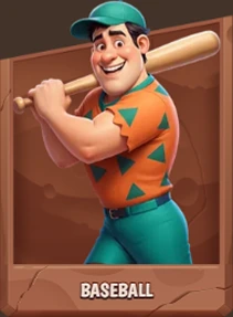 Personaggio cartoon con mazza da baseball
