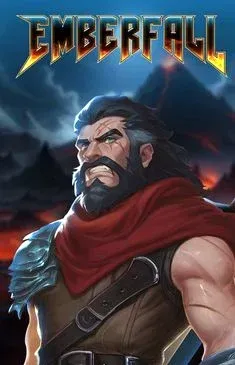 Emberfall slot with bearded warrior and dark mountains