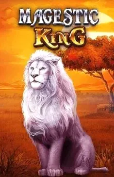 Majestic King slot with white lion in African savanna